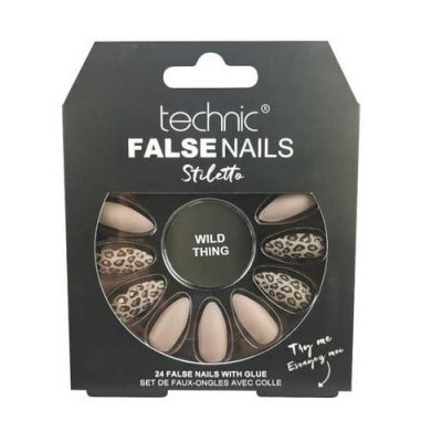 Set 24 unghii false, cu adeziv inclus, Technic, False Nails, Stiletto, Wild Thing foto