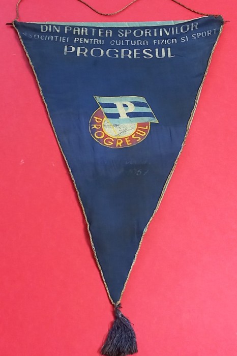 Fanion (protocol-vechi-de colectie) fotbal - PROGRESUL (Anul 1957)