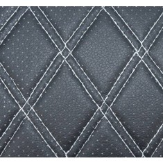 Material piele eco Negru cu gaurele model romb / cusatura Gri