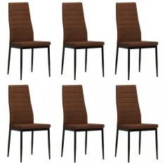 vidaXL Scaune de bucătărie, 6 buc. maro, material textil