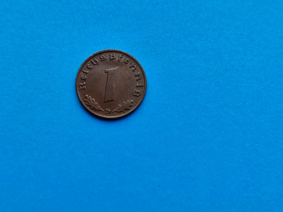1 Pfennig 1939 lit. D -Germania-stare buna-patina- foto