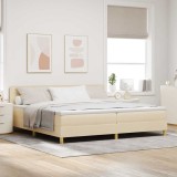 Cumpara ieftin Pat cu arcuri cu perna cu headboard Crem 200 x 200 cm tesatura