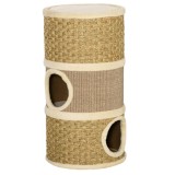 Cumpara ieftin PawHut Casă Pat pentru Pisici, St&acirc;lp Zg&acirc;riat, Sisal, Alga Marină, Margine Plus, 37.5x37.5x70 cm, Kaki-Maro | Aosom Romania