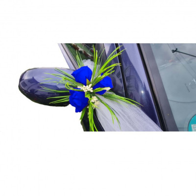 Aranjament floral, oglinzi masini, albastru, 30 x 30 cm, trandafiri foto