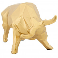 Decoratiune, Mauro Ferretti, Bull, 19.5 x 9.9 x 10.6 cm, polirasina, auriu