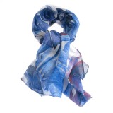 Esarfa din vascoza cu frunze albastre