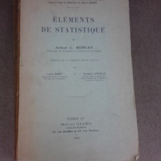 Elements de statistique - Arthur L. Bowley (carte in limba franceza)