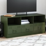 Comoda TV, verde masliniu, 99x39x44 cm, otel GartenMobel Dekor, vidaXL