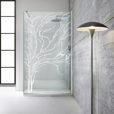 Paravan dus walk-in Aqua Roy &amp;reg; INOX, model Tree alb, sticla 8 mm clara, securizata, anticalcar, 140x195 cm foto