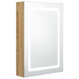 Cumpara ieftin Dulap de baie cu oglinda si LED, stejar, 50x13x70 cm