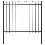 Gard de grădină cu v&acirc;rf curbat, negru, 1,8 m, oțel