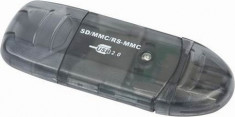 CARD READER extern GEMBIRD, interfata USB 2.0, citeste/scrie: SD, MMC, RS-MMC; foto