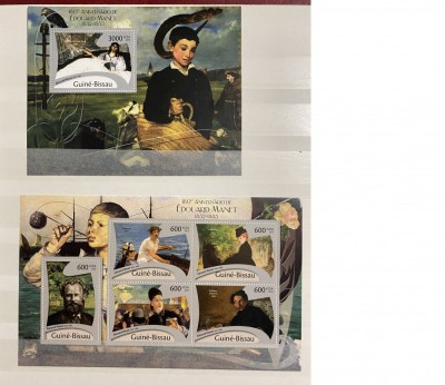 PC305 - Guineea-Bissau 2012 Pictura Manet, serie + colita MNH, 5v + 1v foto