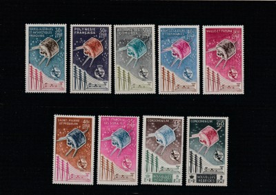 Taaf 1965-Spatiu,Emblema ITU,Antene telegraf,Satelit &amp;quot;Synco&amp;quot;,dant.MNH foto