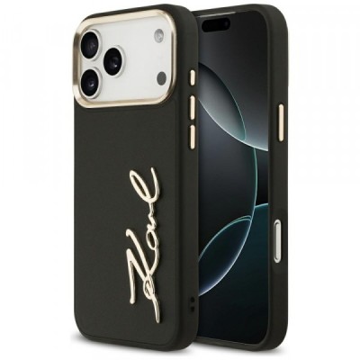 Husa pentru Apple iPhone 17 Pro Max, Karl Lagerfeld, Script Logo, Neagra foto