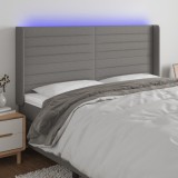 vidaXL Tăblie de pat cu LED, gri &icirc;nchis, 183x16x118/128 cm, textil 3124203