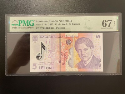 Romania 5 lei 2017 pick 118h grad 67 pmg foto