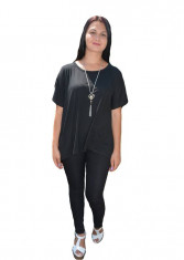 Bluza de vara cu maneca scurta, model simplu, culoare neagra foto