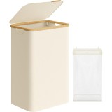 SONGMICS Cos de rufe textil,pliabil,compartiment detasabil,90L,42x32x71 cm,bej
