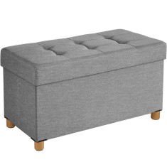SONGMICS Taburet pliabil cu sezut moale, spatiu de depozitare, maxim 300 kg, 76x38x40 cm, gri deschis Household NewTrend