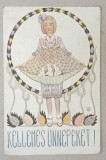 KELLEMES UNNEPEKET ! (SARBATORI FERICITE ), CARTE POSTALA CU ILUSTRATIE ART NOUVEAU , INCEPUTUL SEC. XX