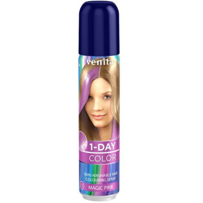 Spray colorant pentru par fixativ Venita, 1-Day Color, nr 13, nu contine amoniac sau oxidanti, Roz Magic foto