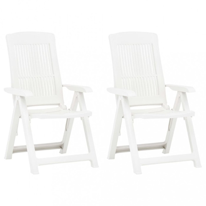 Gossi scaune de gradina rabatabile, 2 buc., alb, plastic