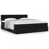 Gossi cadru de pat otoman cu saltele, catifea neagra 200x200cm
