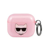 Cumpara ieftin Husa Karl Lagerfeld TPU Glitter Choupette Head pentru Airpods 3 Pink