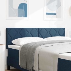 vidaXL Tăblie cap cu lumini cu bandă LED albastru 160 cm țesătură
