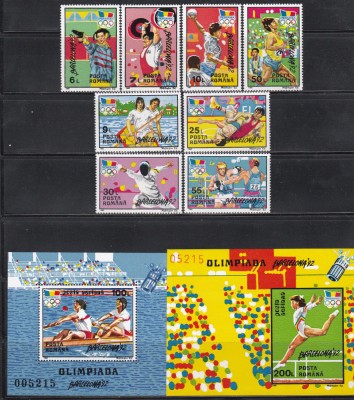 Romania 1992, LP.1289,1290,1291-JO vara Barcelona,serie + colita DT si NDT, MNH foto