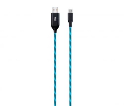 Cablu date incarcare micro USB 1m 2.1A Well flux de lumina albastra foto