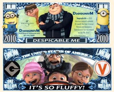 !!! SUA = FANTASY NOTE (TJ6) = DESENE ANIMATE : DESPICABLE ME - 2010 - UNC foto