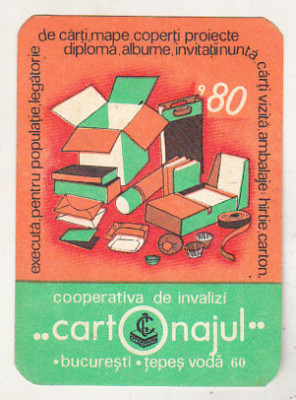 bnk cld Calendar de buzunar 1980 - Cooperativa Cartonajul Bucuresti foto