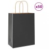 VidaXL Pungi de h&acirc;rtie 50 buc cu m&acirc;nere negre 21x11x28 cm 4101629