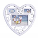 Rama foto decorativa cu 3 poze, model Pufo Heart, 28 x 28 cm, alba