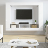 Comoda TV, alb extralucios, 152x22x113 cm, lemn prelucrat