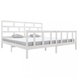 Cumpara ieftin Cadru de pat, alb, 200x200 cm, lemn masiv de pin
