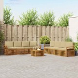 vidaXL Seturi de canapele 9 pcs Natural și Bej Lemn Solid de Acacia 3374573