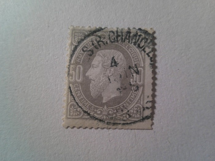 Timbru Belgia 1869 Rege Leopold II , stampilat , val. 50c