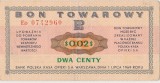 POLONIA $0,02 CENTS BON TOWAROWY 1969 VF