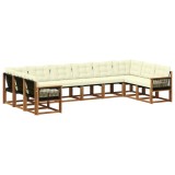 vidaXL Set de canapele de exterior cu pernă 10 pcs Natural și Crem 3382238