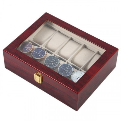 Cutie caseta din lemn pentru depozitare si organizare 10 ceasuri, model Premium foto