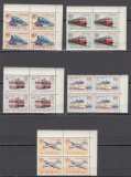 ROMANIA 1963 LP 565 MIJLOACE DE TRANSPORT BLOCURI DE 4 TIMBRE MNH