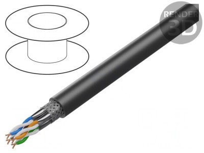 Cablu HELUKAT 600 S/FTP Cat7e 23AWG PVC Negru foto