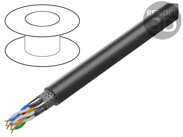 Cablu HELUKAT 600 S/FTP Cat7e 23AWG PVC Negru