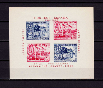 1937 colita-Spania razboiul civil , em. locala Pro Rodanas rosu/albstru,ned.,MNH foto