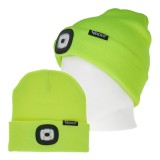 Caciula de iarna cu lanterna LED reincarcabila, verde neon, Geko G90409