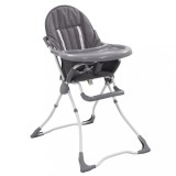 Scaun masa copii vidaXL, pliabil, gri/alb, suport picioare ajustabil, 6-36 luni, max 15 kg, cadru otel, poliester 100%