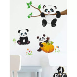 Sticker Perete Autocolant Ursuleti Panda si Dovleac 60x40cm